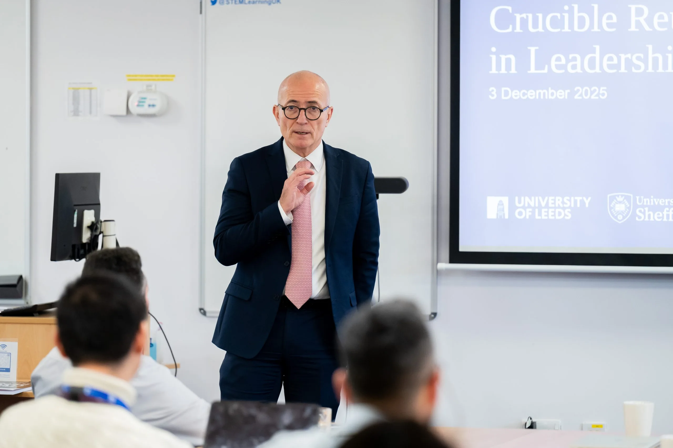Charlie Jeffery speaking to attendees at a White Rose event
