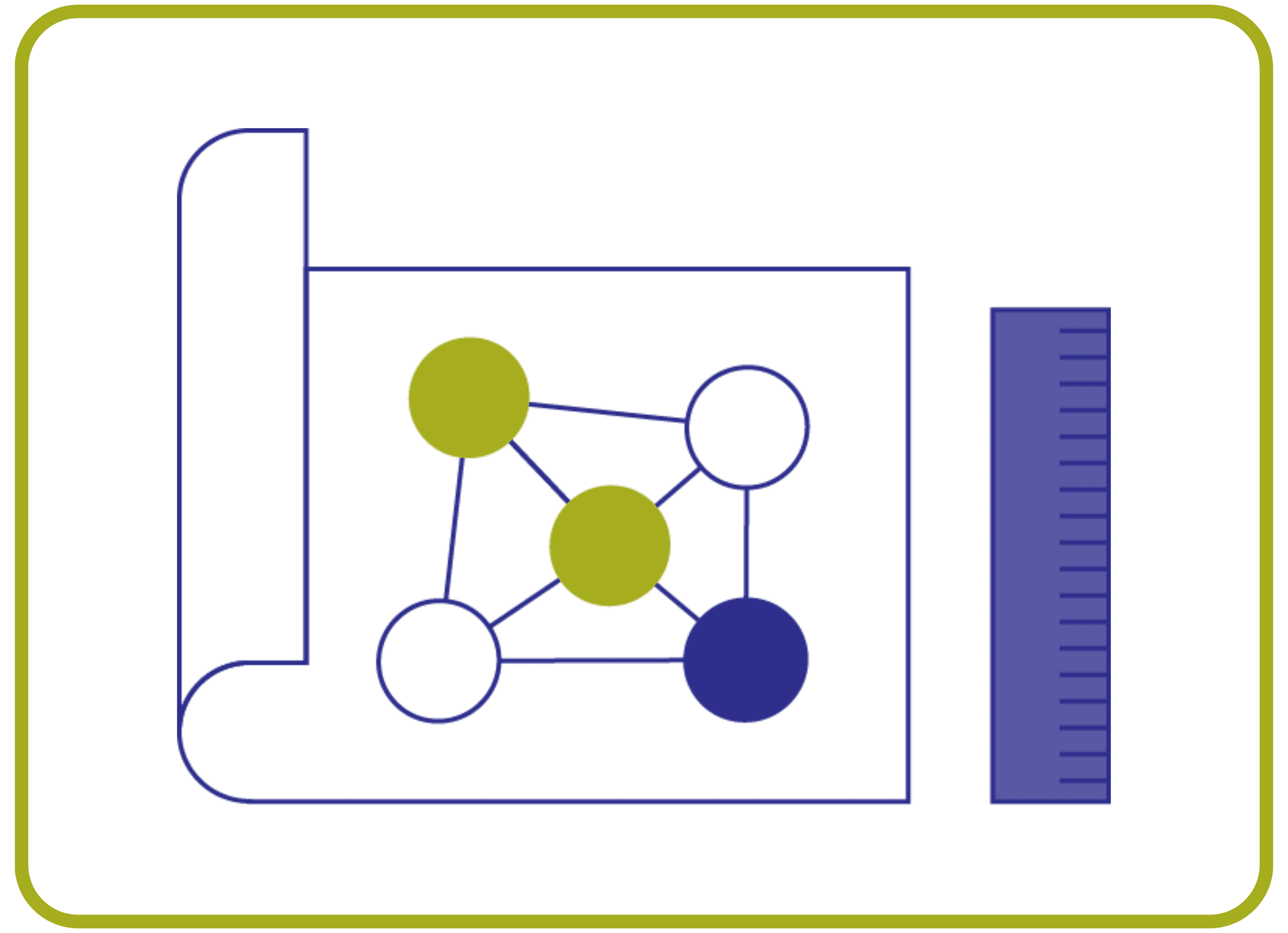 illustration of paper with circle pattern connected with lines, and a ruler to the right